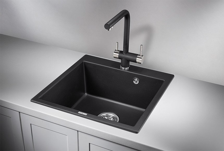 Кухонная мойка GRANULA 5102 врезная 51х52х20 см, кварцевый песок, тон шварц купить,219700
