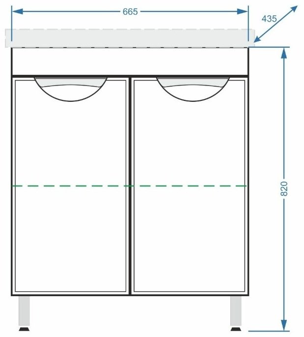 Тумба с раковиной Vako Нико 70, 66.5x82x43.5 см, белый