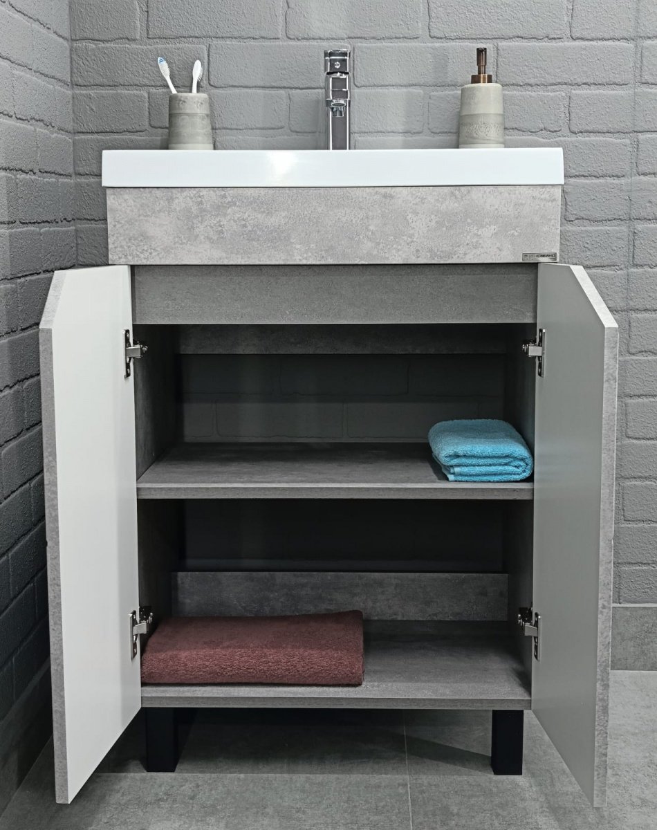 Тумба с раковиной KABINKA.KZ Байтерек, 59.4x72x43.1 см, серый