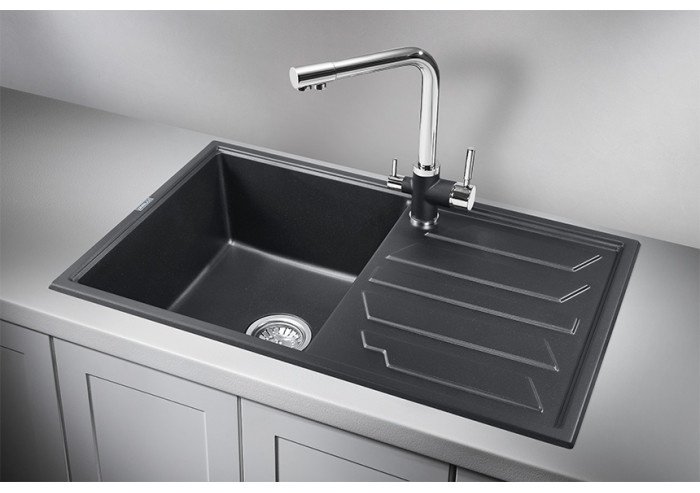 Кухонная мойка GRANULA 8002 врезная 80х50х20 см, кварцевый песок, тон шварц - ForteMarket Кухонная мойка GRANULA 8002 врезная 80х50х20 см, кварцевый песок, тон шварц купить,0