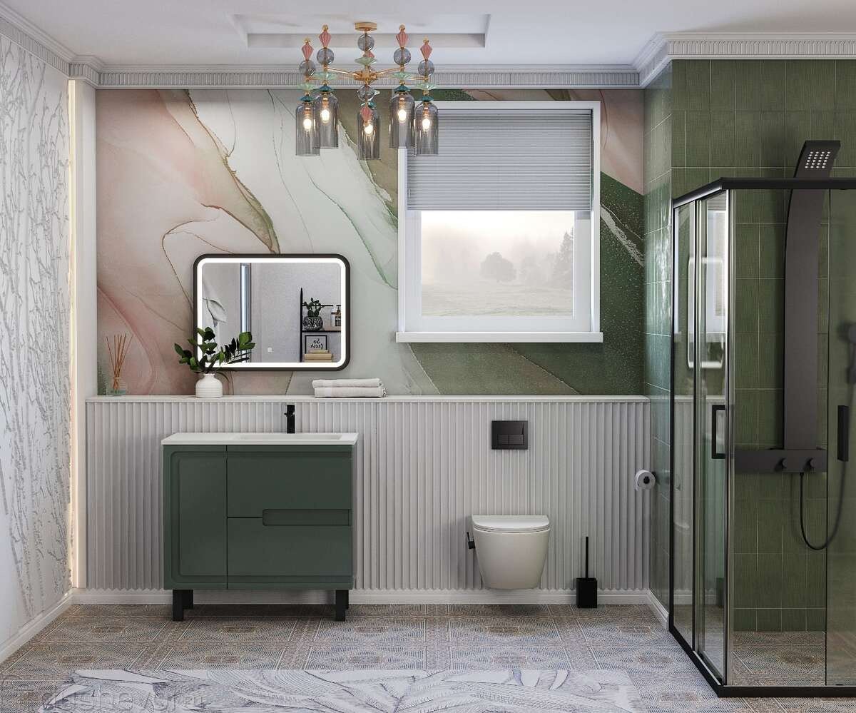 Тумба без раковины KABINKA.KZ TA-MBC-90PR(R)-grigio verde, 89.4x68.2x44.7 см, зеленый