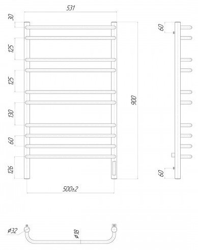 Полотенцесушитель LeMark электрический LM41910Z 50x90 лесенка купить,NaN