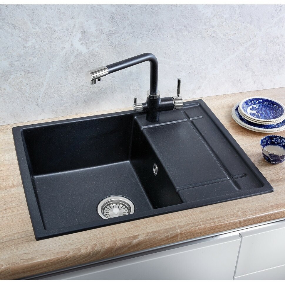 Кухонная мойка GRANULA 6501 врезная 65.5х50х19 см, кварцевый песок