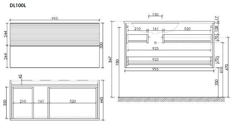 Тумба под раковину KABINKA.KZ DL100LGR 99.5x50x44.5см купить,NaN