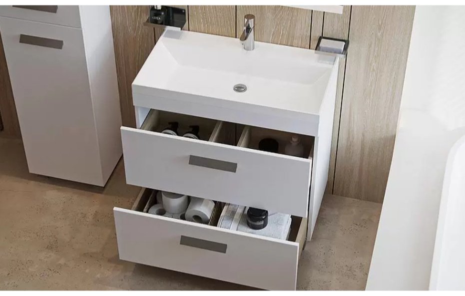 Тумба с раковиной KABINKA.KZ Orlando, 80x85.5x45 см, белый