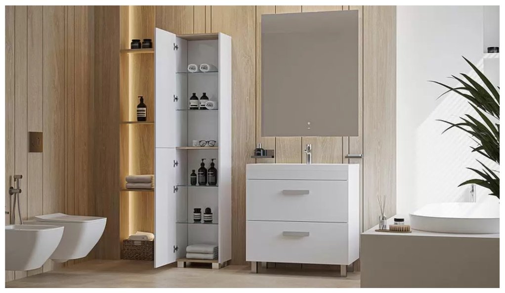 Тумба с раковиной KABINKA.KZ Orlando, 80x85.5x45 см, белый