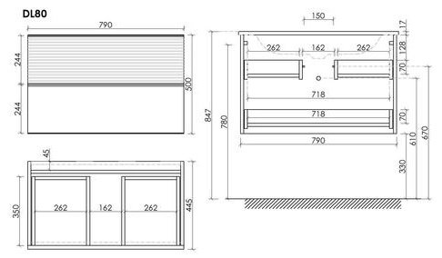 Тумба без раковины KABINKA.KZ Delta, 79x50x44.5 см, коричневый, графит