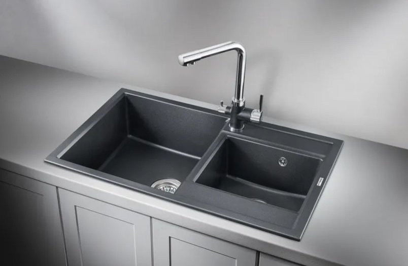 Кухонная мойка GRANULA 8201, ШВАРЦ Шварц врезная 82х50х20 см, кварцевый песок купить,0