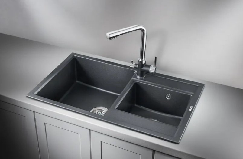 Кухонная мойка GRANULA 8201, ШВАРЦ Шварц врезная 82х50х20 см, кварцевый песок купить,NaN