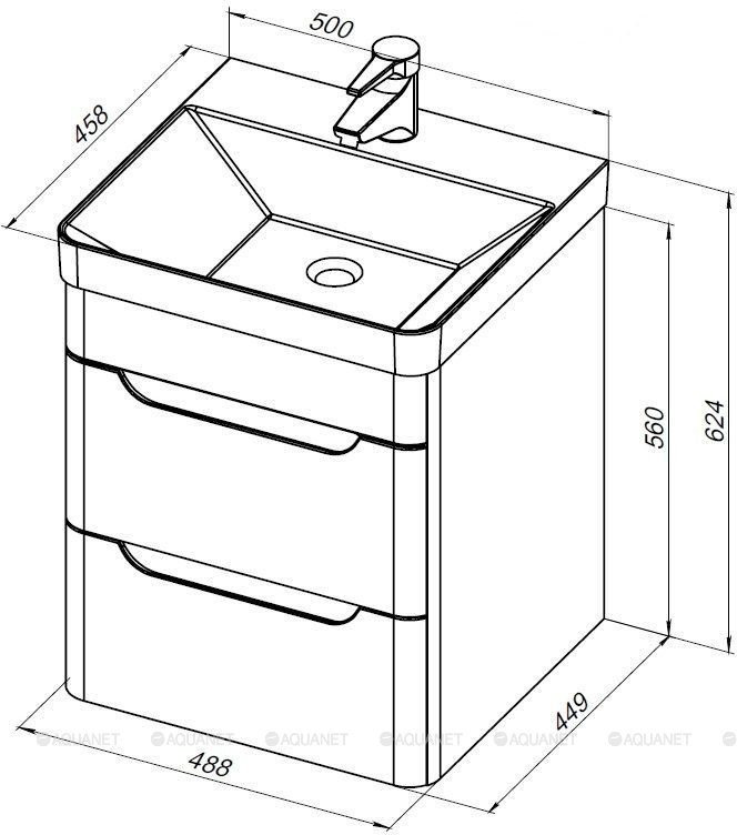 Тумба с раковиной Aquanet София K0000078187 60x63x45 см купить,NaN