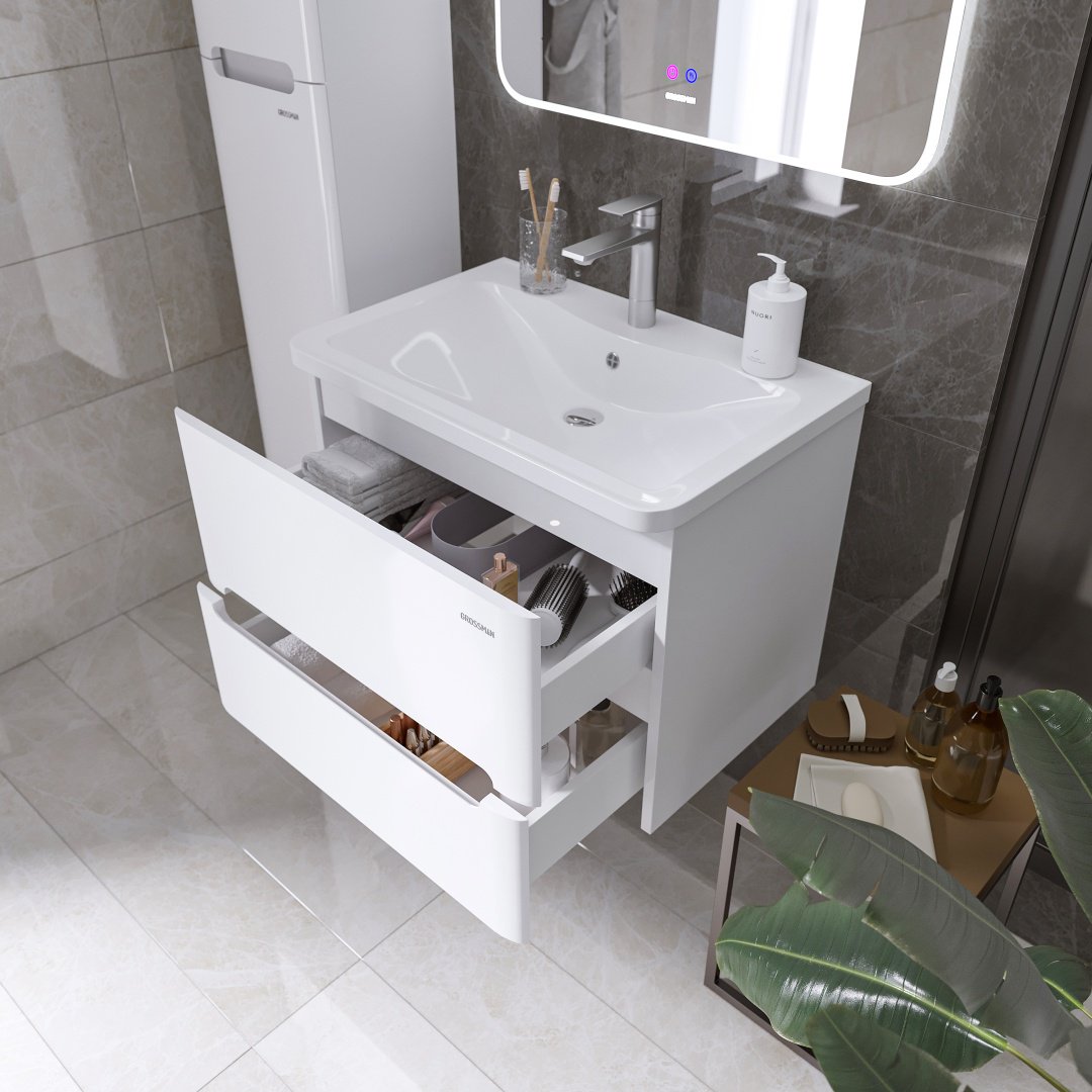 Тумба с раковиной KABINKA.KZ АДЕЛЬ-НОРМА-70, 69x50x44.6 см, белый