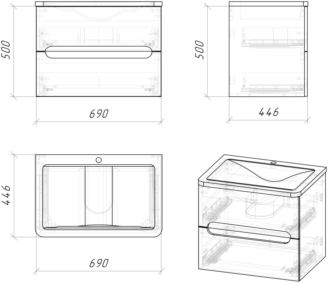 Тумба с раковиной KABINKA.KZ АДЕЛЬ-НОРМА-70, 69x50x44.6 см, белый