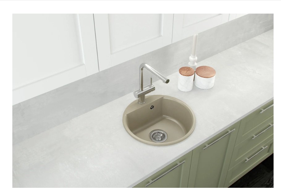 Кухонная мойка NOVA 4640145613329 врезная 44х44х18 см, кварцевый песок, тон бежевый