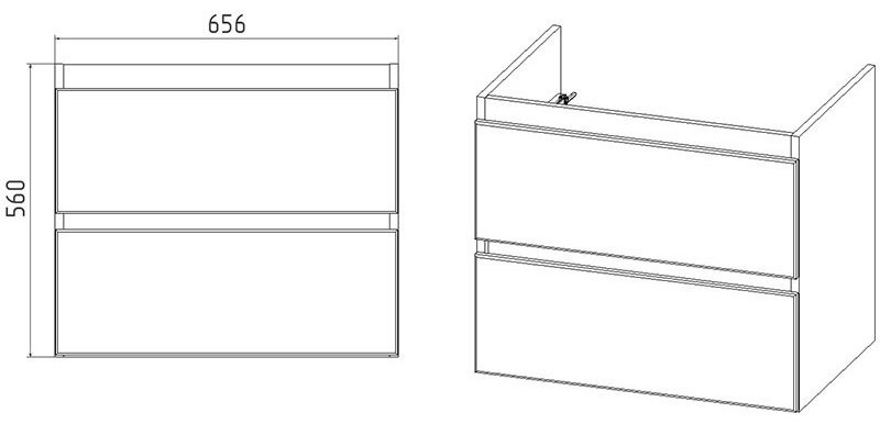 Тумба с раковиной KABINKA.KZ Мальта, 70x56x42.5 см, белый