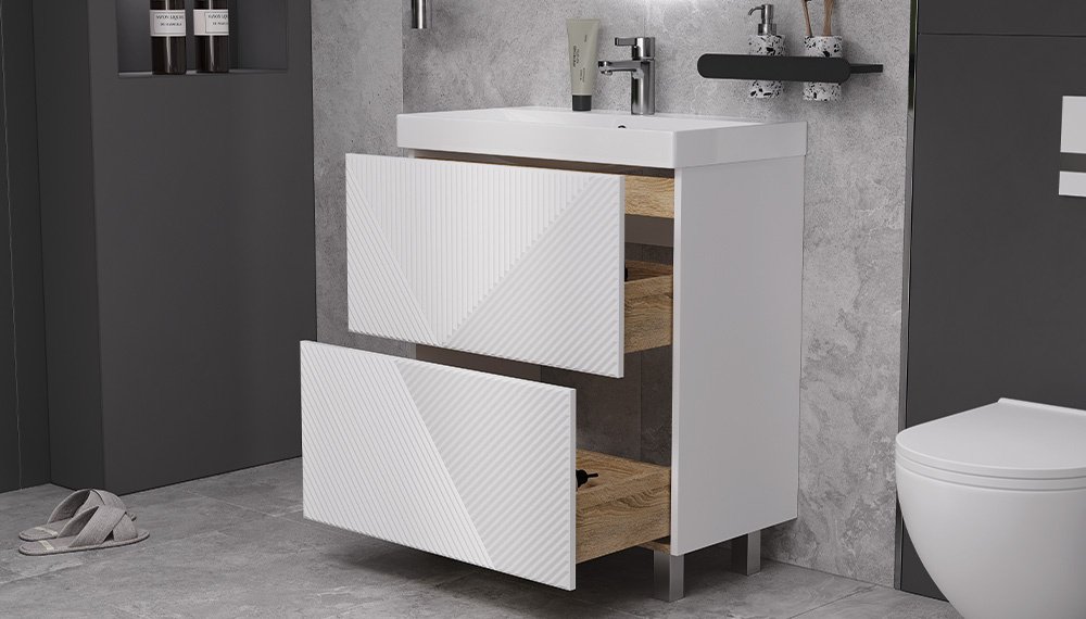 Тумба с раковиной Kabinka.kz Edge 80 82x85x41см белый купить,NaN
