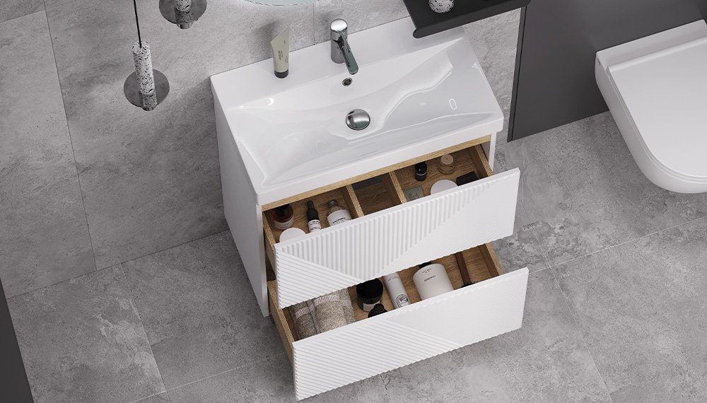 Тумба с раковиной Kabinka.kz Edge 80 82x85x41см белый купить,NaN