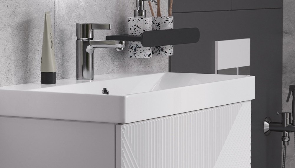 Тумба с раковиной Kabinka.kz Edge 80 82x85x41см белый купить,NaN