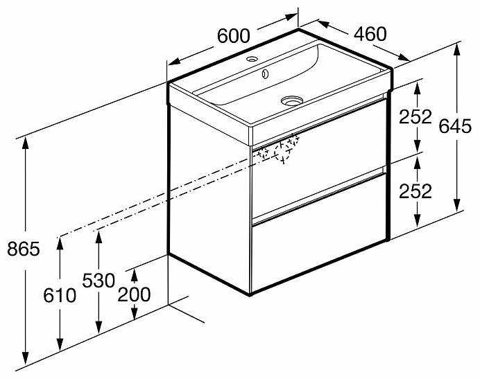 Тумба с раковиной Roca A857613511, 60x64.5x46 см, коричневый купить,NaN