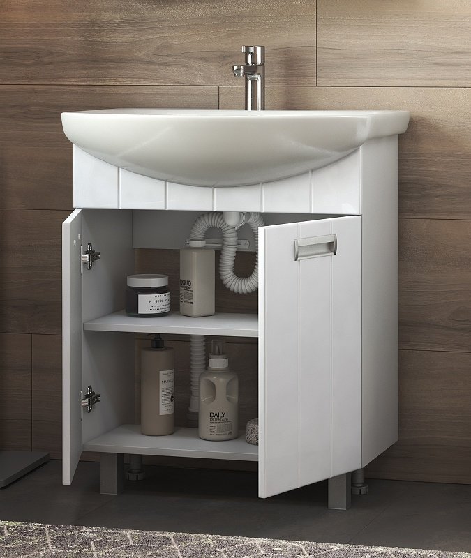 Тумба с раковиной Kabinka.kz tn.DIA.BAL.60.2D 56x80x31.6см белый купить,NaN