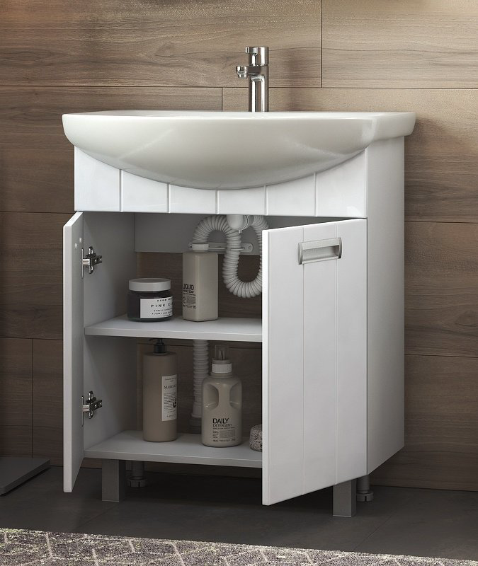Тумба с раковиной Kabinka.kz tn.DIA.BAL.60.2D 56x80x31.6см белый купить,NaN