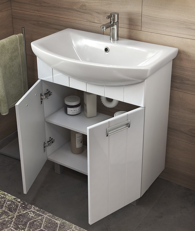 Тумба с раковиной Kabinka.kz tn.DIA.BAL.60.2D 56x80x31.6см белый купить,NaN