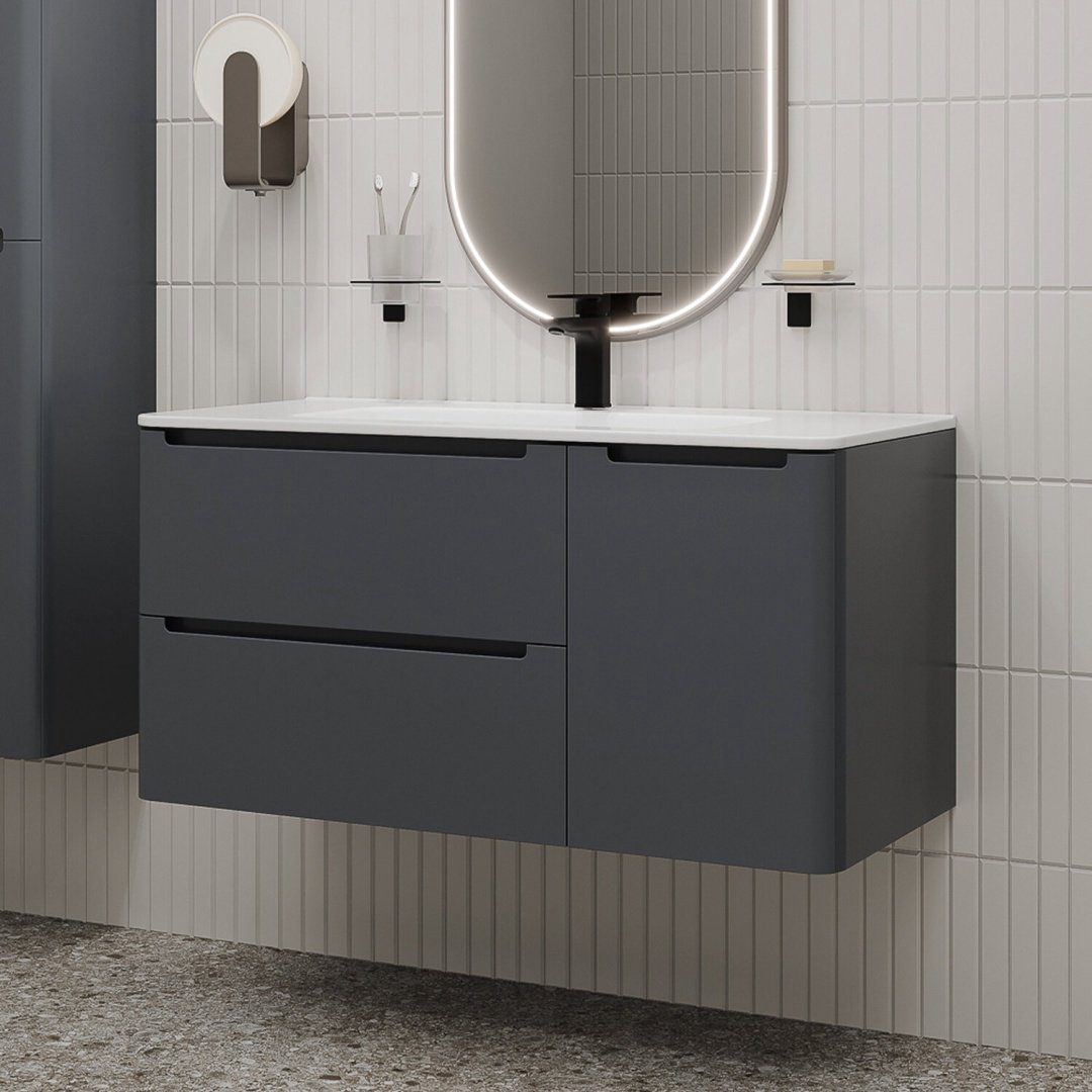 Тумба с раковиной Iddis EDI10D0i95K 100x50x46.2см темно-серый купить,NaN