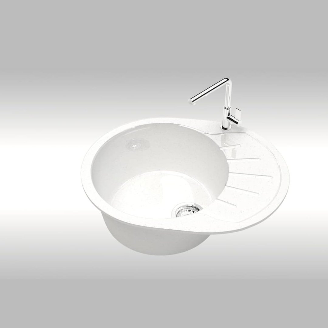 Кухонная мойка Marrbaxx L10/G31 врезная 57.5х44х21.5 см, искусственный мрамор, тон белый