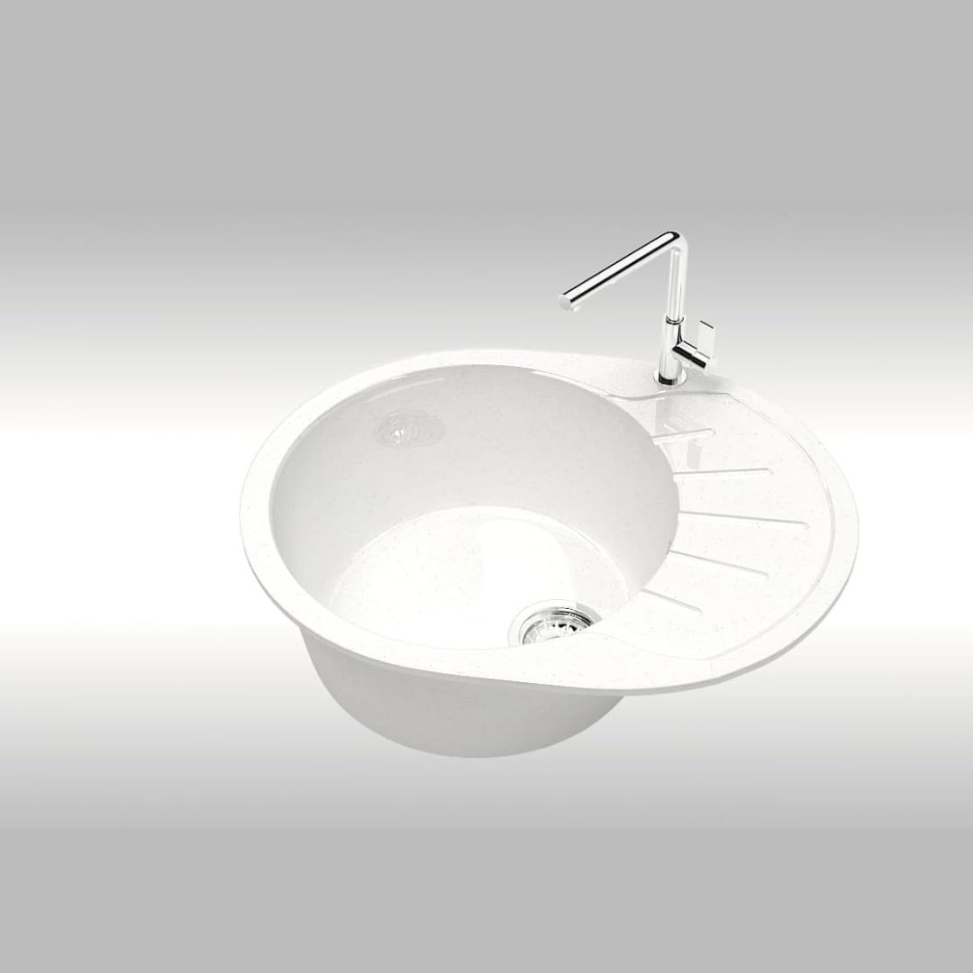 Кухонная мойка Marrbaxx L10/G31 врезная 57.5х44х21.5 см, искусственный мрамор, тон белый купить,43108