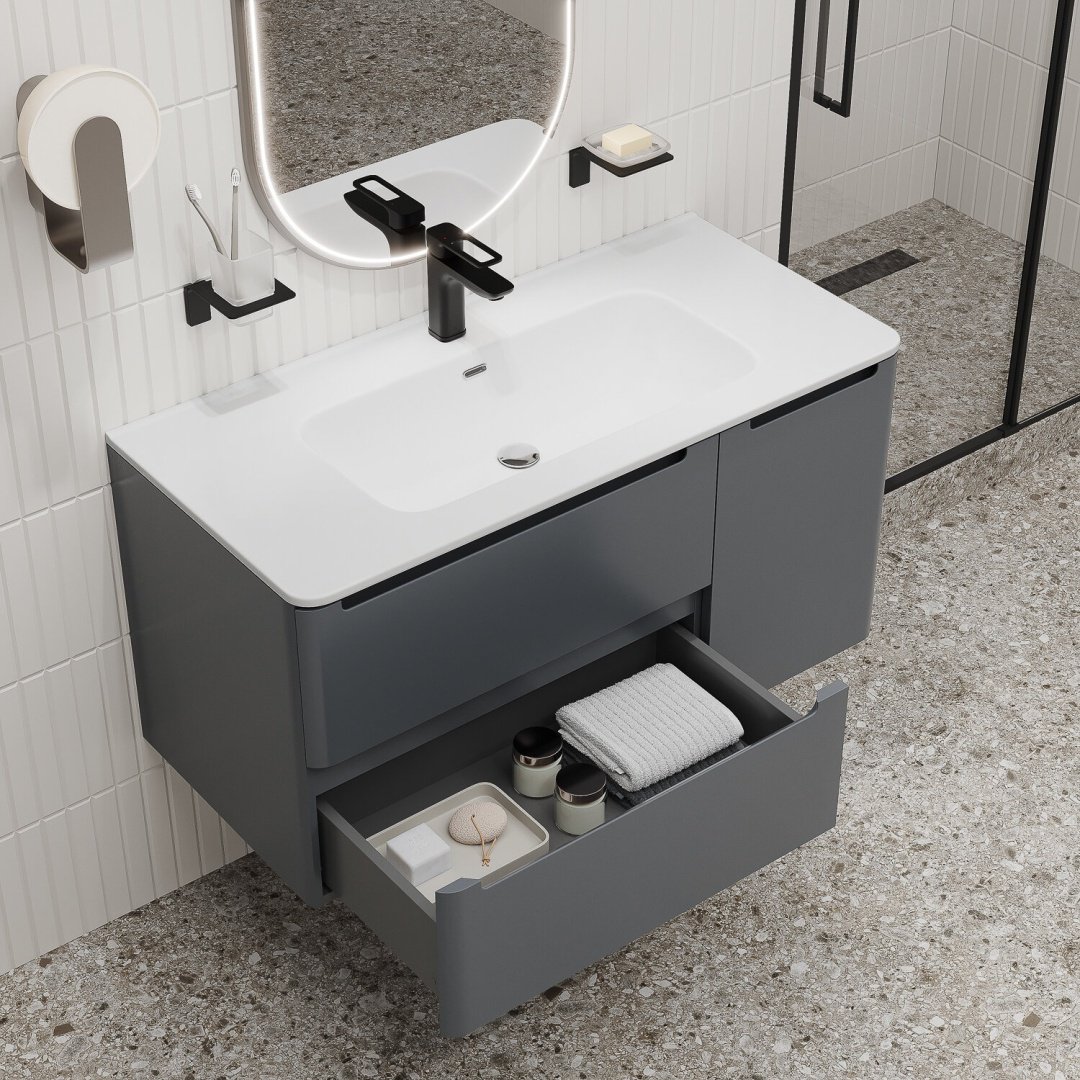 Тумба с раковиной Iddis EDI10D0i95K 100x50x46.2см темно-серый купить,NaN