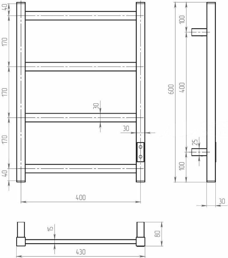Полотенцесушитель Двин электрический J plaza neo 60/40, лесенка 40x60 см