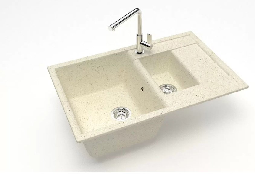 Кухонная мойка Marrbaxx T210Q002 накладная 75.5х50х21.8 см, искусственный камень, тон бежевый