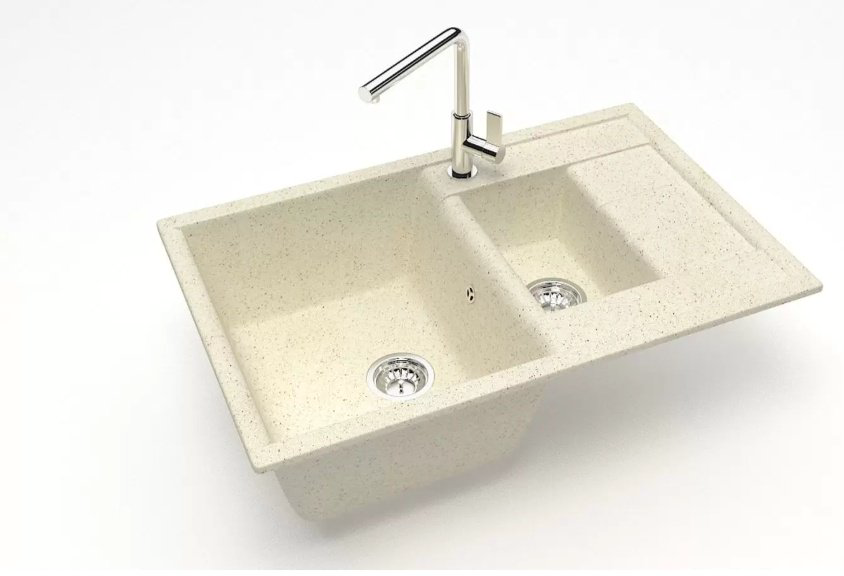 Кухонная мойка Marrbaxx T210Q002 накладная 75.5х50х21.8 см, искусственный камень, тон бежевый