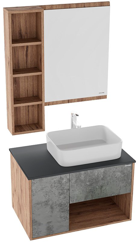 Тумба с раковиной Grossman 108008, 80x50x50 см, серый, коричневый купить,NaN