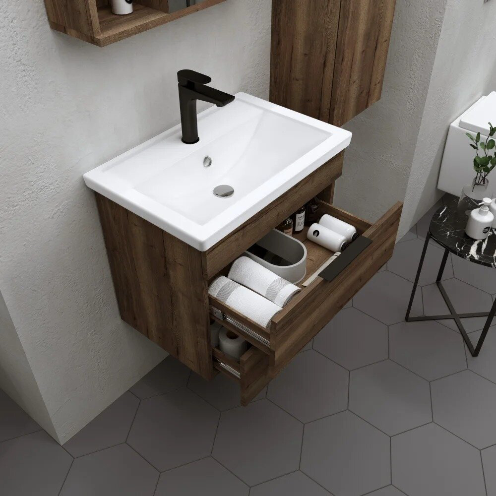 Тумба с раковиной Grossman Форта 60 56.6x50x38.5см темно-коричневый купить,NaN