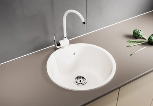 Кухонная мойка Mixline ML-GM-12 врезная 48х48х21 см, искусственный мрамор, тон молочный купить,NaN