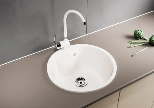 Кухонная мойка Mixline ML-GM-12 врезная 48х48х21 см, искусственный мрамор, тон молочный купить,NaN