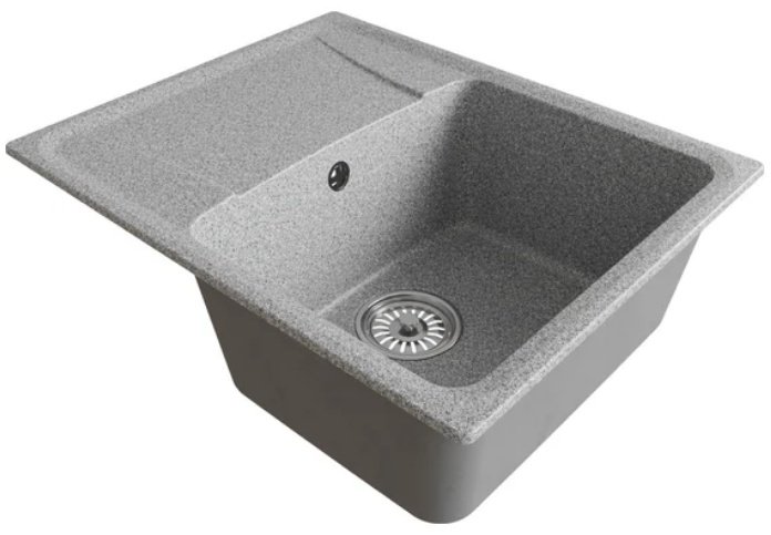 Кухонная мойка Mixline ML-GM-26 врезная 47х58х19 см, искусственный мрамор, тон темно-серый