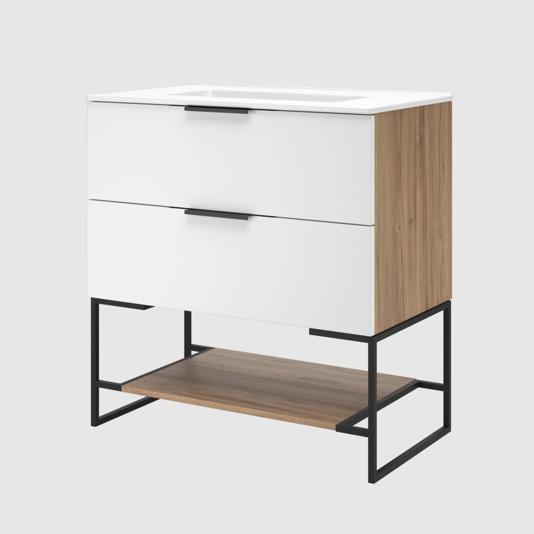 Тумба с раковиной Daiva Амали 80.6x50x46см бело-коричневый купить,NaN