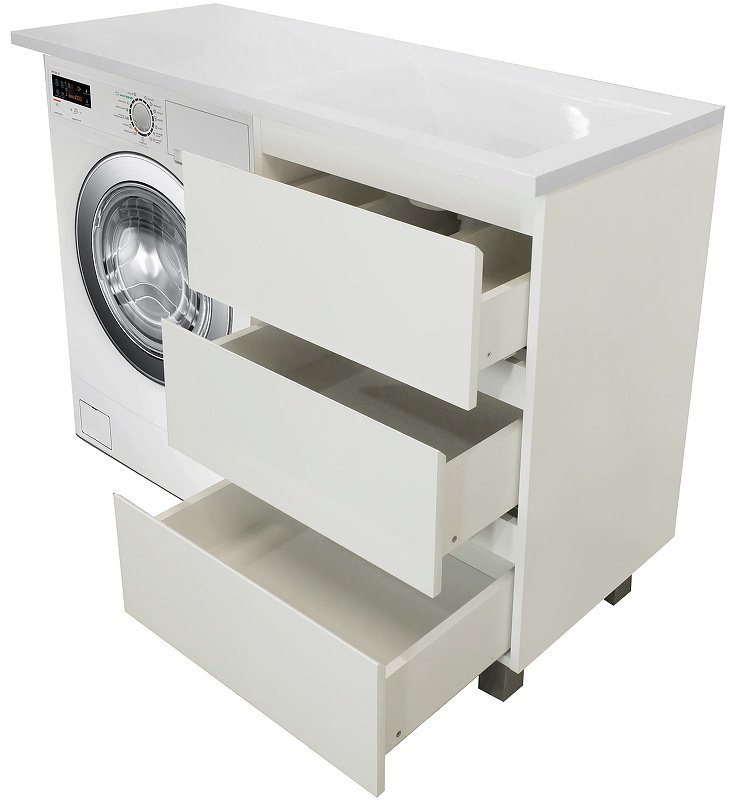 Тумба с раковиной KABINKA.KZ ФР-00002912, 140.2x88.5x48.2 см, белый