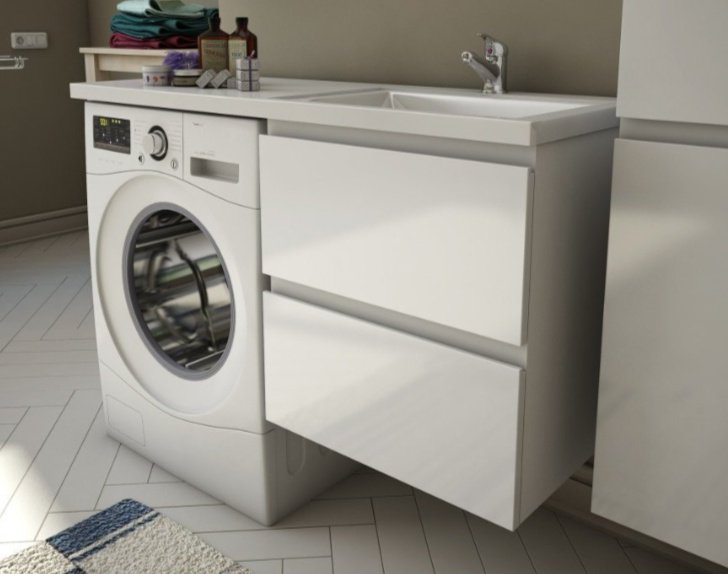 Тумба с раковиной KABINKA.KZ ФР-00002021, 100x60.7x48.2 см, белый