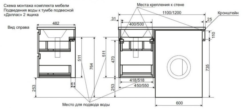 Тумба с раковиной Kabinka.kz ФР-00002021 100x60.7x48.2см белый купить,NaN