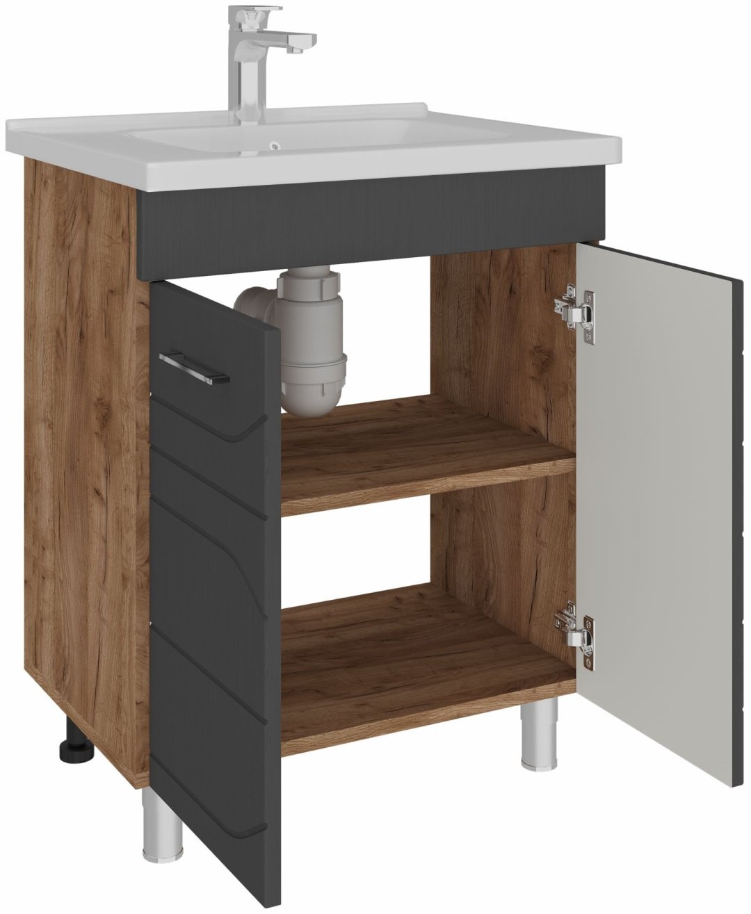 Тумба с раковиной AVK ТР 2двери Мира 80x80x47см серо-коричневый купить,NaN