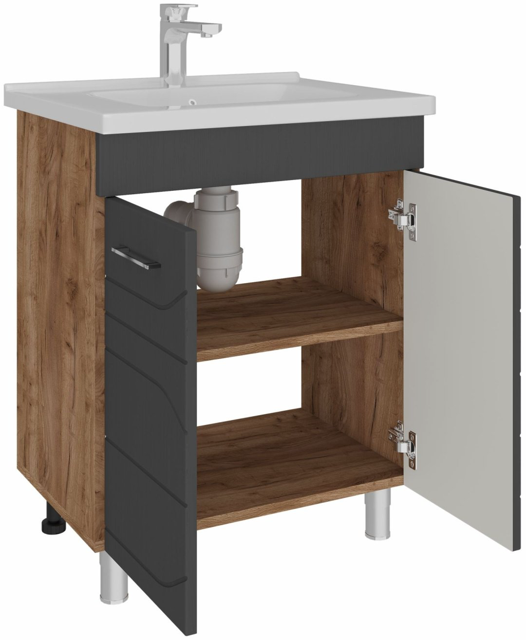 Тумба с раковиной AVK ТР 2двери Мира 80x80x47см серо-коричневый купить,NaN