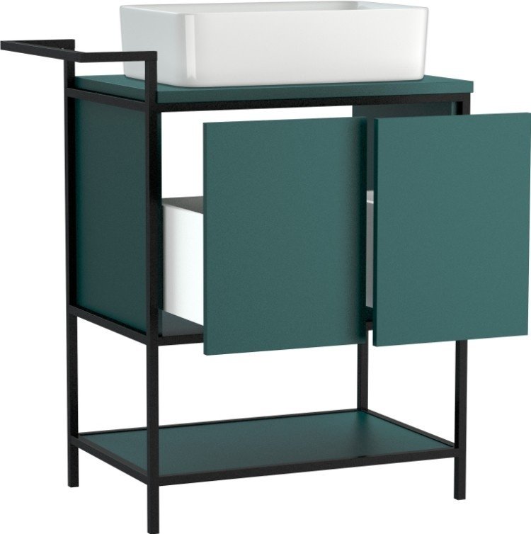 Cersanit А63014 тумба с раковиной напольная, 80x82.5x45, ЛДСП, МДФ, зеленый