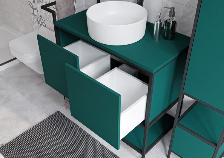 Cersanit А63014 тумба с раковиной напольная, 80x82.5x45, ЛДСП, МДФ, зеленый