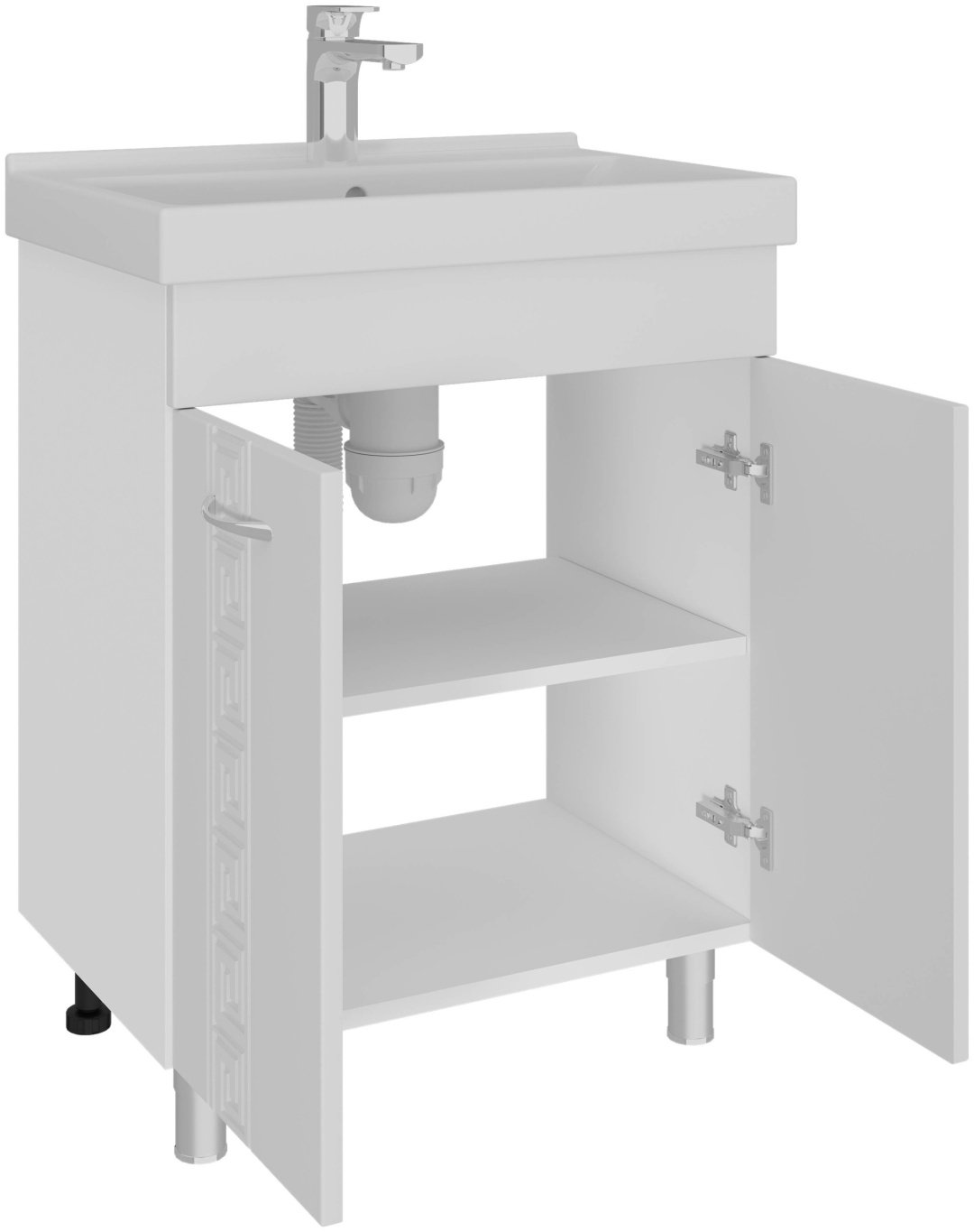 Тумба с раковиной AVK, 2 Двери, Афина, 60x70x45 см, белый