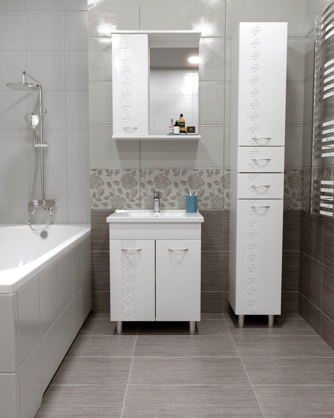 Тумба с раковиной AVK, 2 Двери, Афина, 60x70x45 см, белый