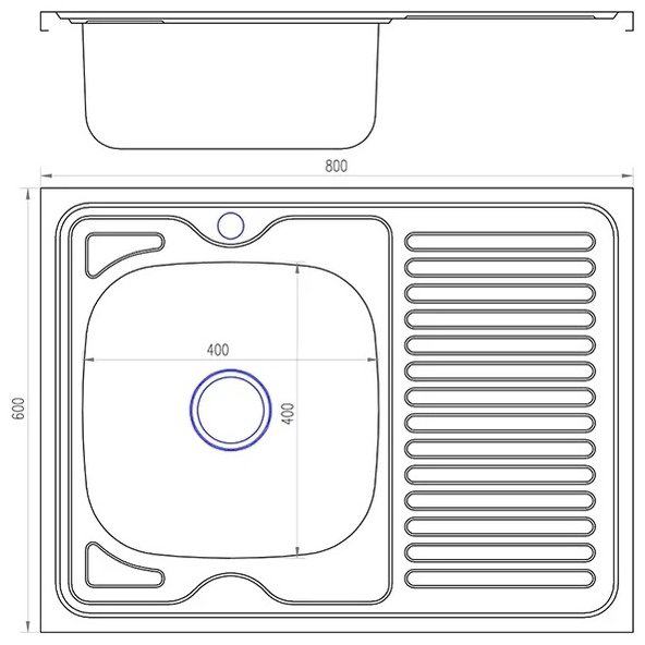 Кухонная мойка Mixline 0,6 (430) (L) врезная 40х40х16 см, нержавеющая сталь купить,21700
