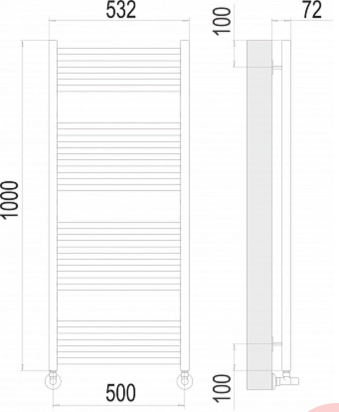 Полотенцесушитель TERMINUS водяной 4670078529381, лесенка 50x100 см купить,NaN