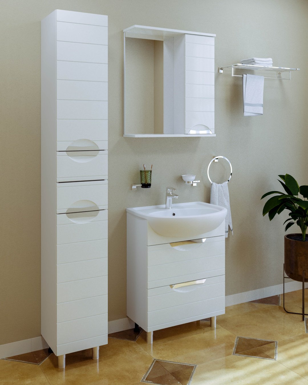 Тумба с раковиной AVK ТР 2Я 800 Вероника 80x70x45см белый купить,NaN